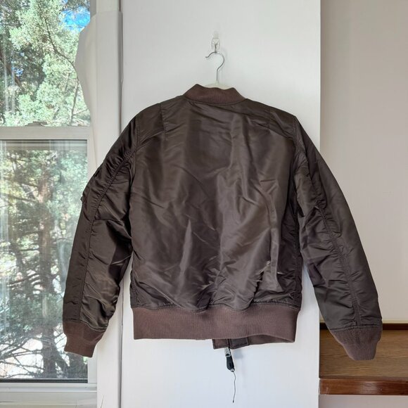 New Alpha Industries MA-1 Reversible Bomber Jacket Brown Womens Small - Picture 7 of 12